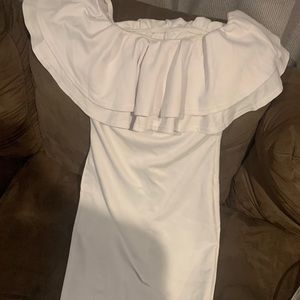 Off the shoulder plain white dress